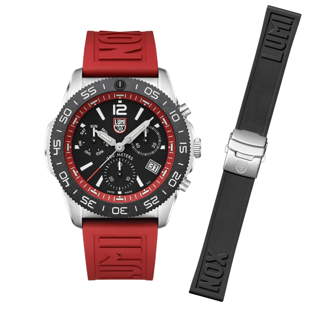 Luminox Pacific Diver Chronograph 44 mm Diver Watch Black-Red Dial - Set