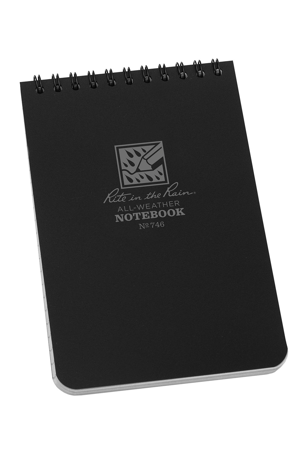 Rite in the Rain Top Spiral Bound Pocket Notepad No.746 - Black 4" x 6"