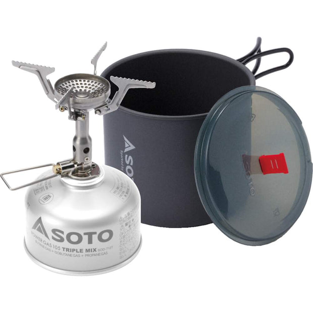 SOTO Amicus Stove and New River Camping Pot Combo
