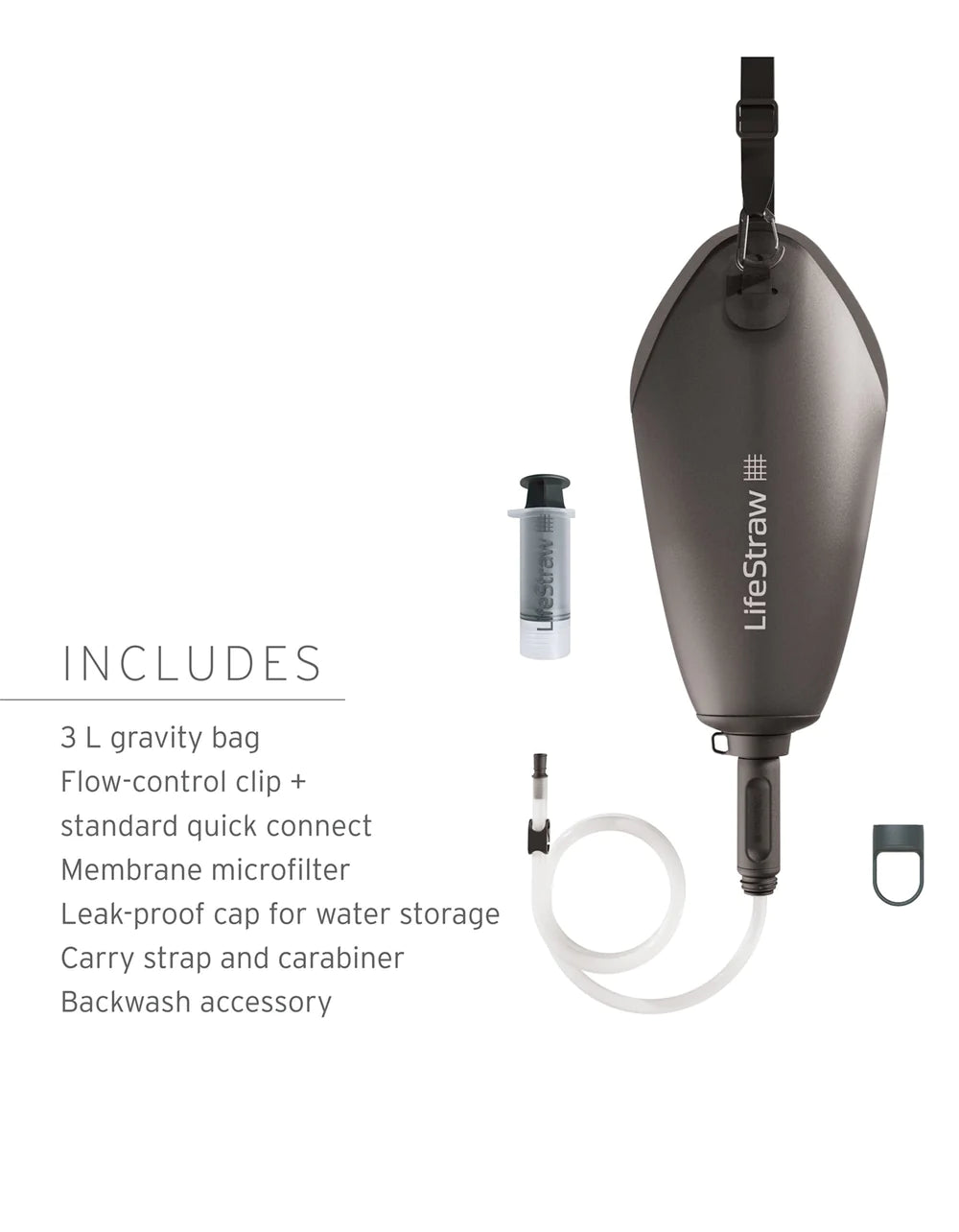 LifeStraw Peak Series 3L Gravity Water Filter System - Dark Grey