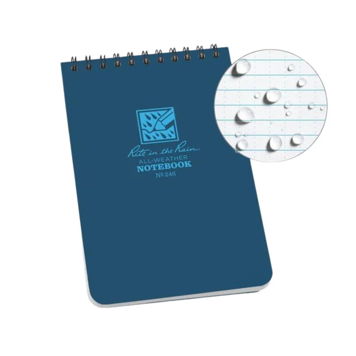 Rite in the Rain Top Spiral Bound Pocket Notepad No.246 - White Blue 4" x 6"