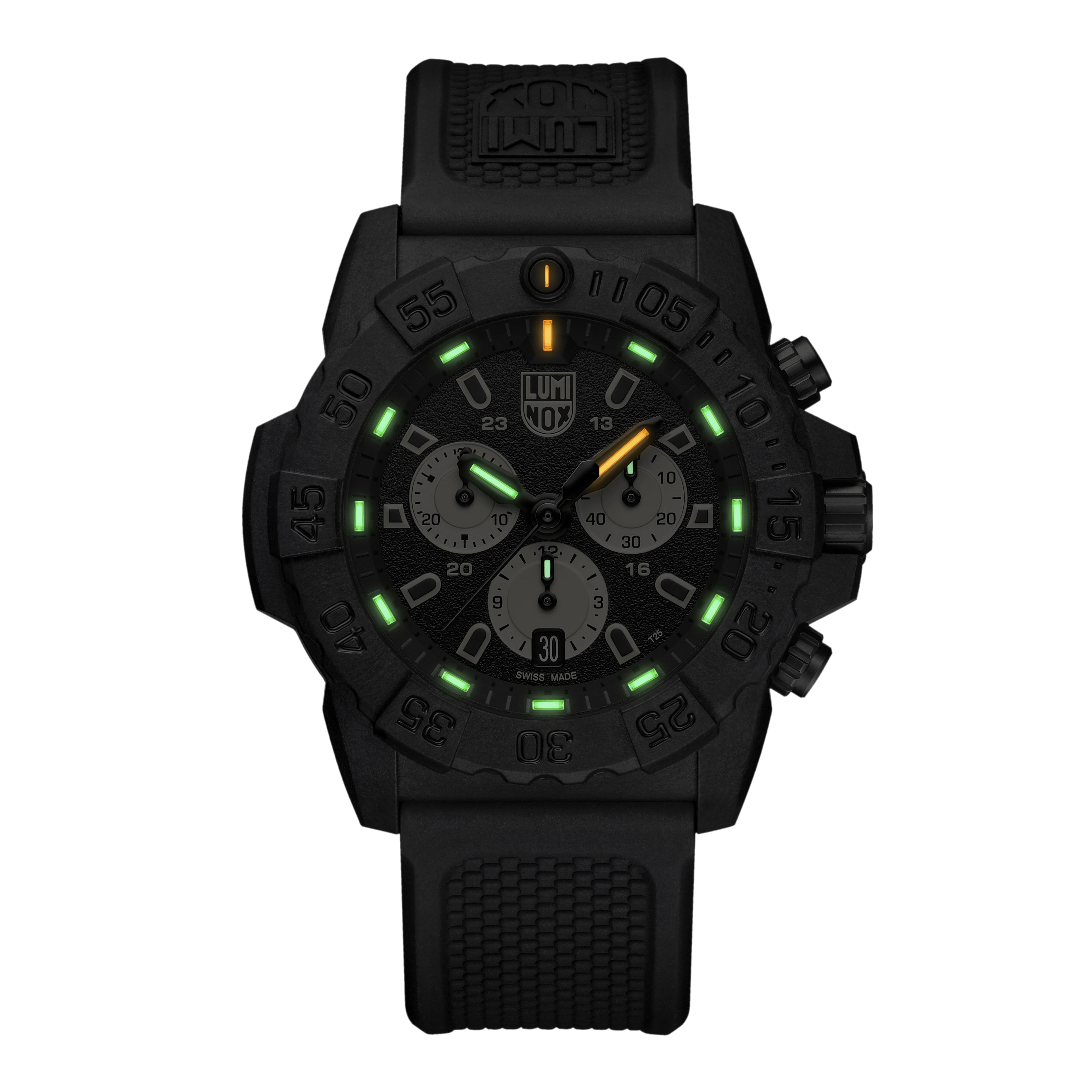 Luminox Navy Seal Chronograph 45mm Military Dive Watch - Black Gold Dial Black Strap
