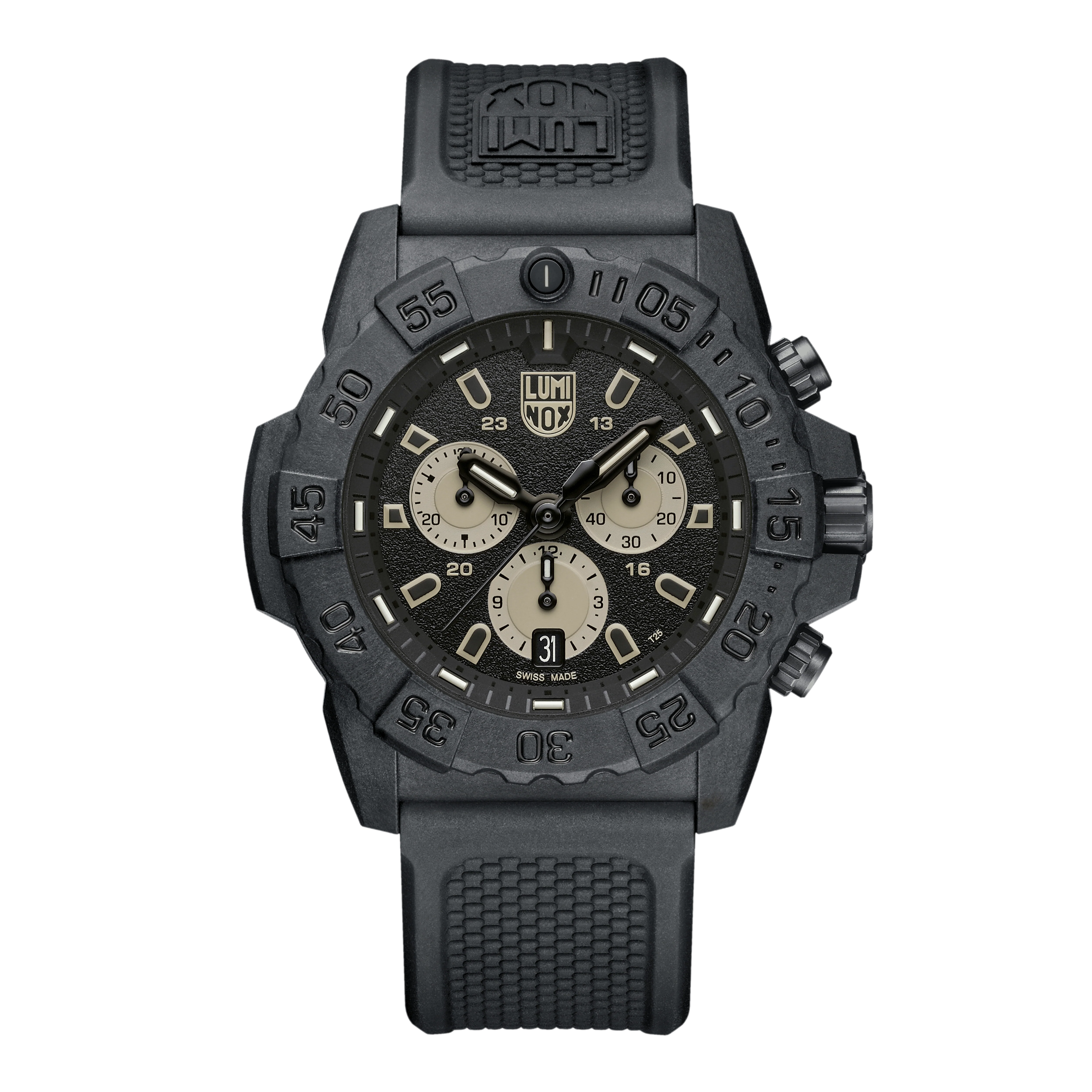 Luminox Navy Seal Chronograph 45mm Military Dive Watch - Black Gold Dial Black Strap