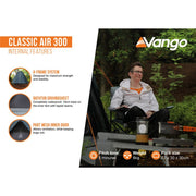 Vango Classic Air 300 3 Person Airbeam Tent - Orange