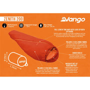 Vango Zenith 200 Eco Sleeping Bag - Tango Red