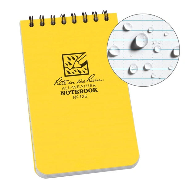 Rite in the Rain Top Spiral Bound Pocket Notebook No.135 - Yellow 3" x 5"