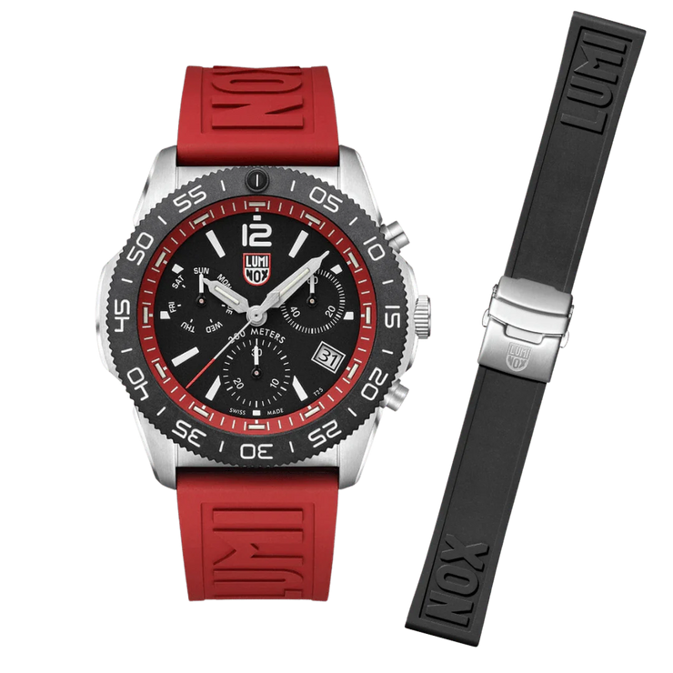 Luminox Pacific Diver Chronograph 44 mm Diver Watch Black-Red Dial - Set
