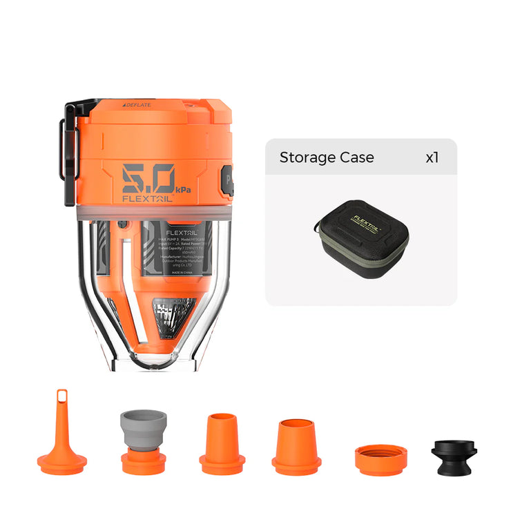 Flextail Max Pump 3 High Speed 2-in-1 Rechargeable Air Pump - Orange with Case