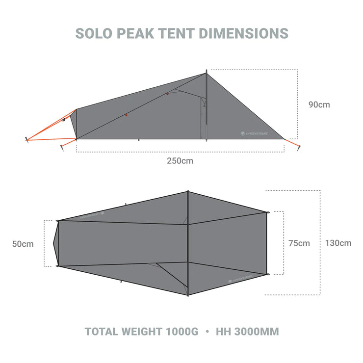 Lifesystems Lightweight Solo Peak Tent - 1 Person Grey
