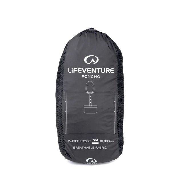 Lifeventure Lightweight Packable Waterproof Poncho - Black