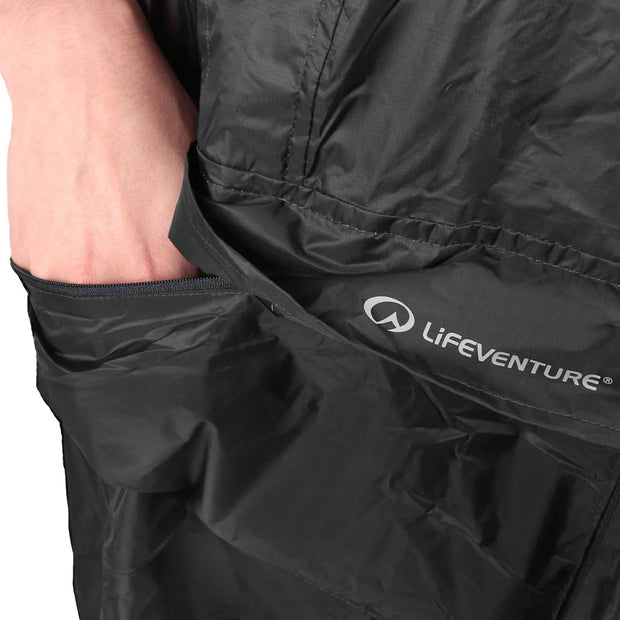 Lifeventure Lightweight Packable Waterproof Poncho - Black