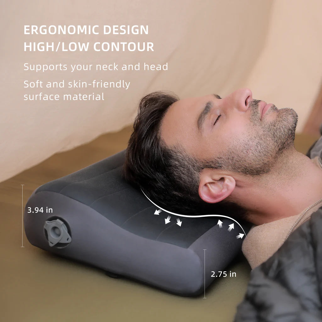 Flextail Zero Pillow B Shape Inflatable Camping Air Pillow - Grey