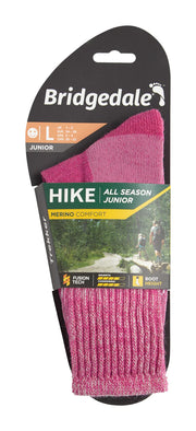 Bridgedale Junior All Season Merino Comfort Boot Socks - Pink