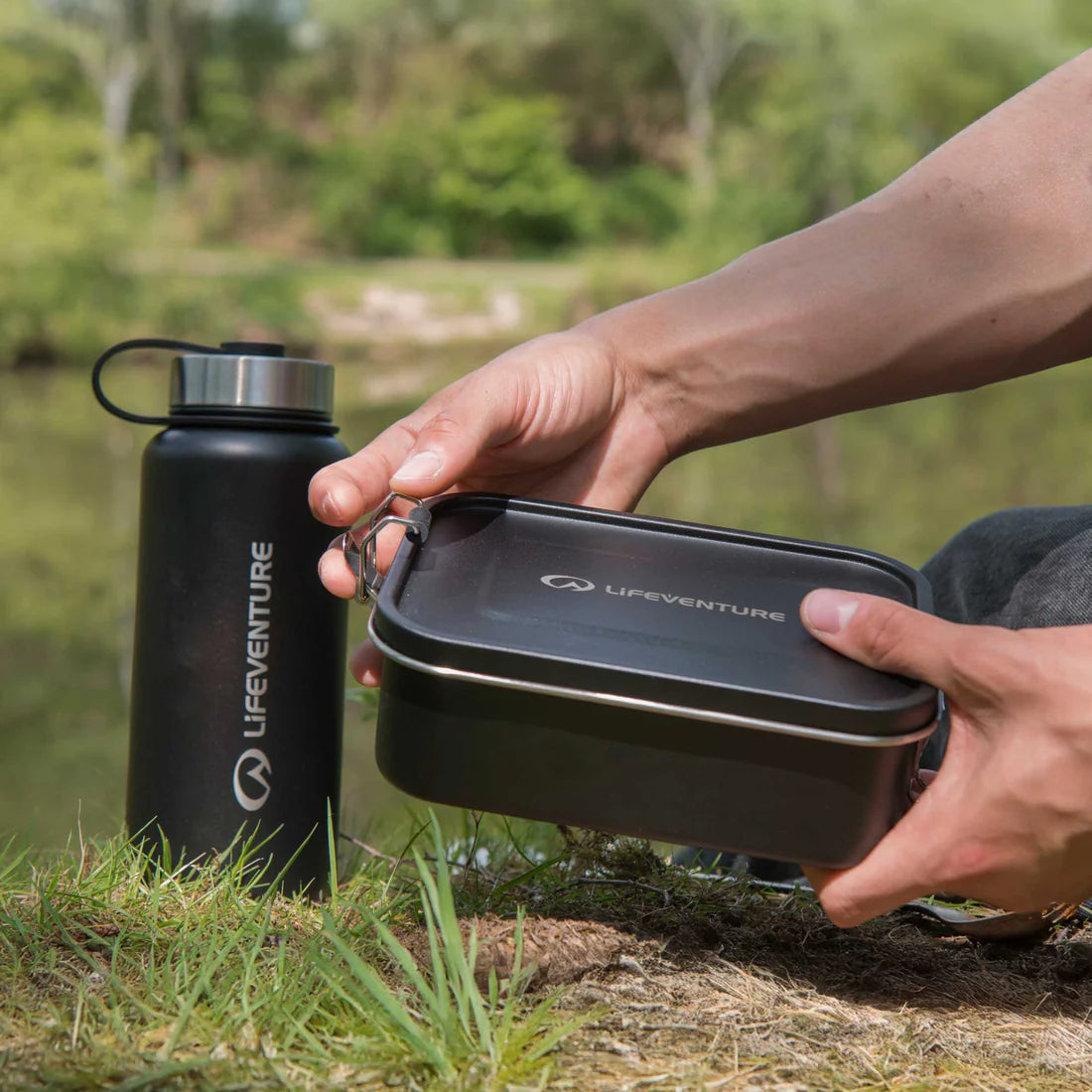 Lifeventure Stainless Steel Lunch Box - Black