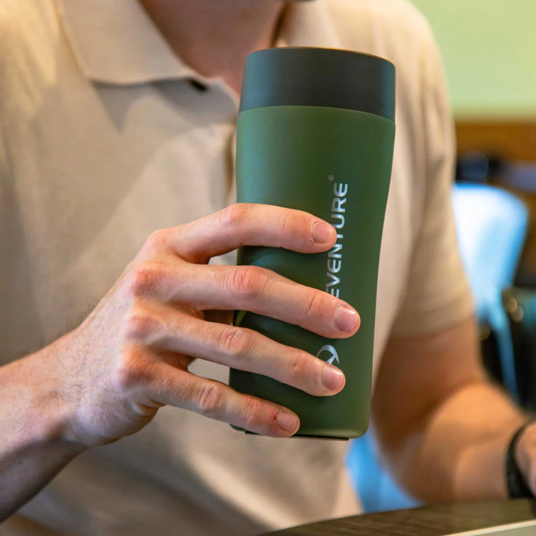 Lifeventure One-Touch Thermal Mug - Khaki 350ml