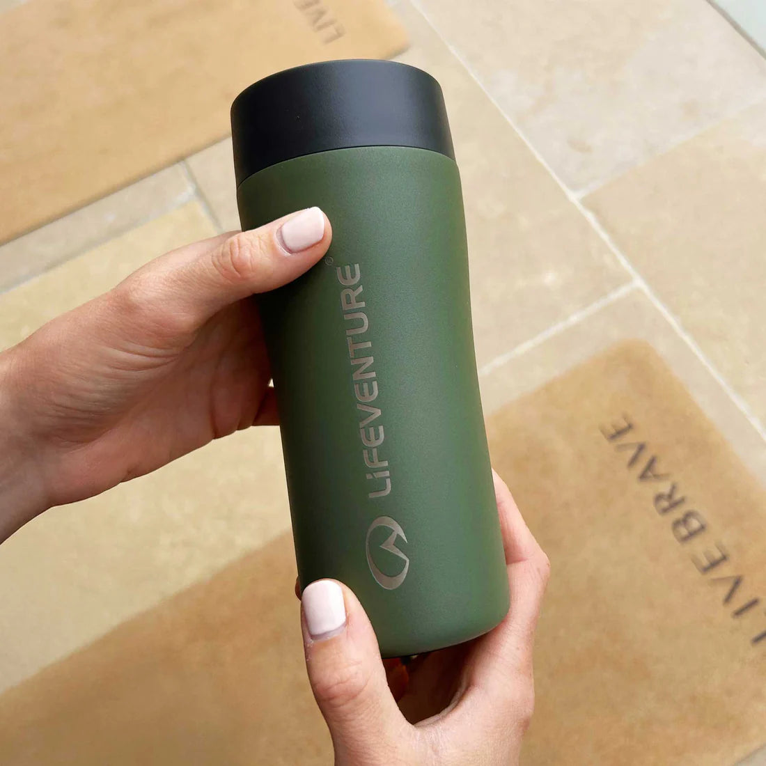 Lifeventure One-Touch Thermal Mug - Khaki 350ml