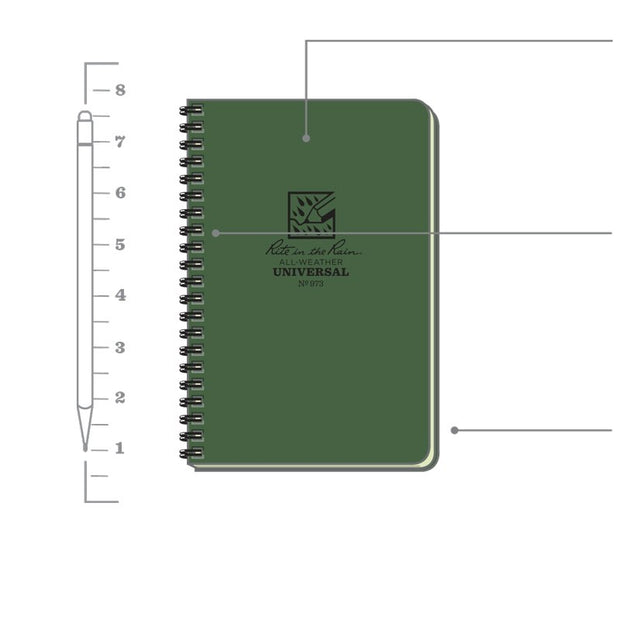 Rite in The Rain Side Spiral Notebook No.973 - Green 4⅝" x 7"