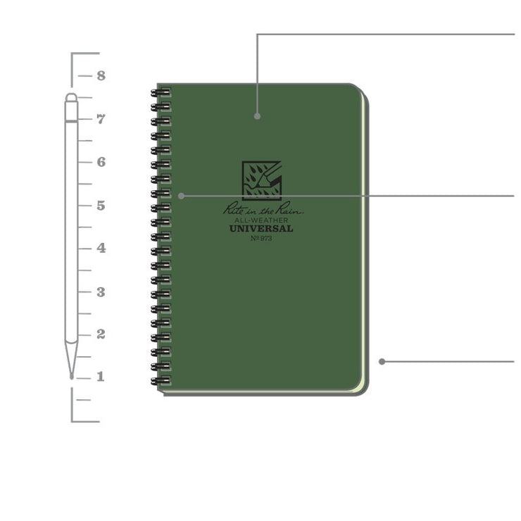 Rite in The Rain Side Spiral Notebook No.973 - Green 4⅝" x 7"
