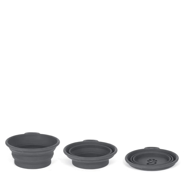 Mountain Paws Silicone Collapsible Dog Bowl - Grey