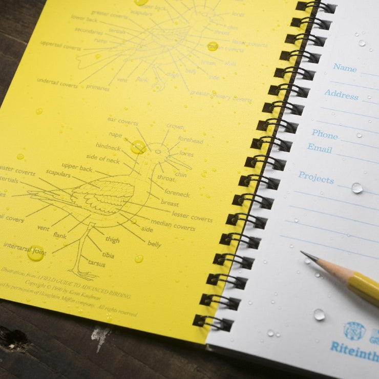 Rite in The Rain Side Spiral Birders Journal No.195 - White Yellow 4⅝" x 7"