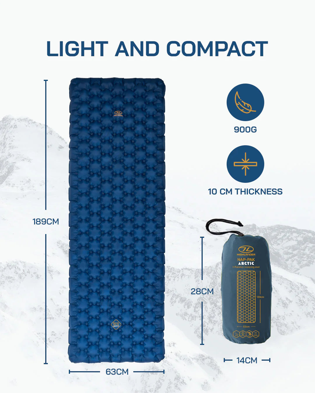 Highlander Nap Pak Arctic R11 Inflatable Sleeping Mat - Dark Blue