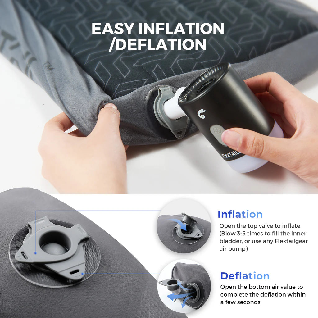 Flextail Zero Pillow B Shape Inflatable Camping Air Pillow - Grey