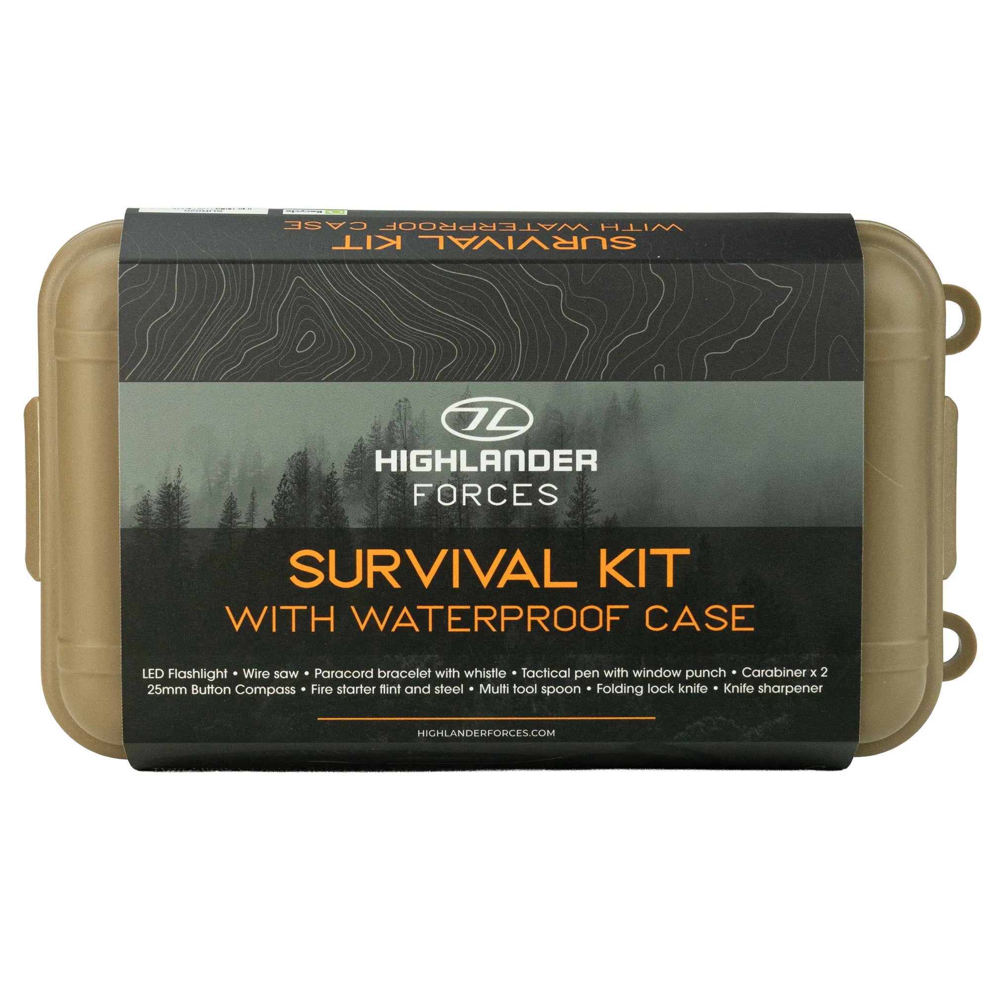 Highlander 10 in 1 Survival Kit with Waterproof Case