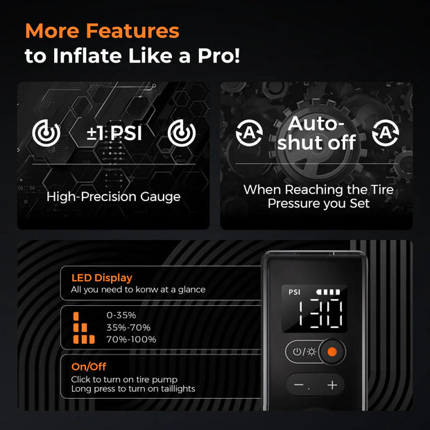 Flextail Gear Tiny Tire Pump 200 with Bike Tail Light - Up to 130PSI