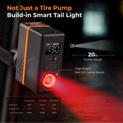 Flextail Gear Tiny Tire Pump 200 with Bike Tail Light - Up to 130PSI