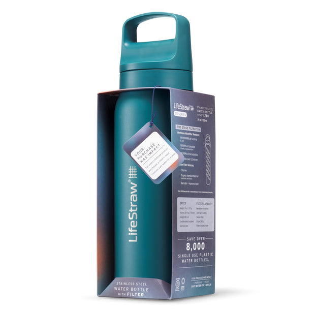 LifeStraw Go Stainless Steel 700ml Filter Water Bottle - Laguna Teal