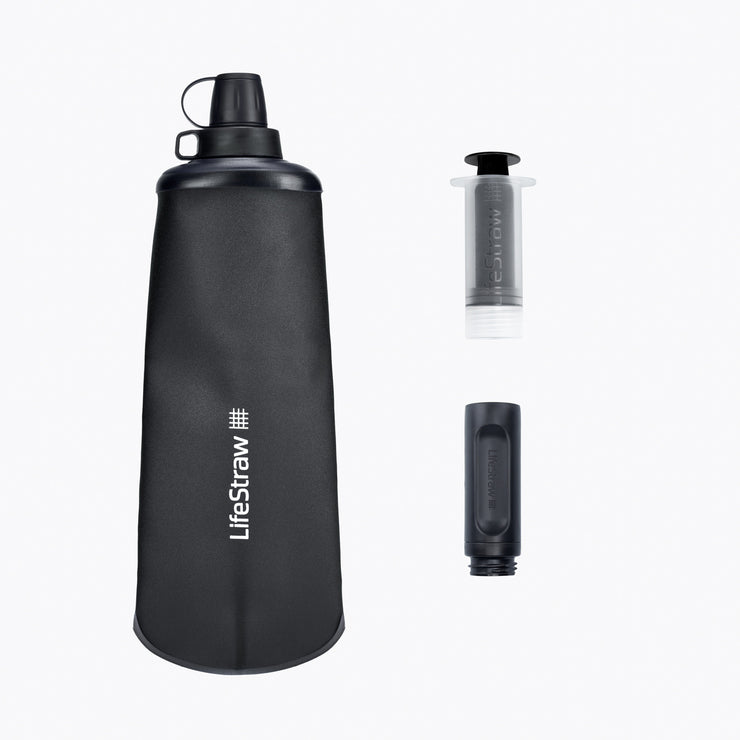LifeStraw Peak Series 1L Squeeze Bottle Water Filter - Dark Grey