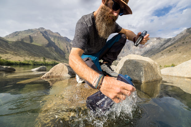 LifeStraw Peak Series 1L Squeeze Bottle Water Filter - Mountain Blue