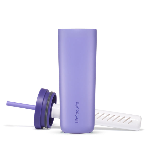 Lifestraw Go Stainless Steel Water Filter Tumbler - 500ml Thistle Purple