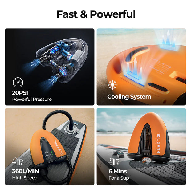 Flextail EVO SUP Pump 20PSI Cordless Rechargeable Air Pump for SUP & KITE