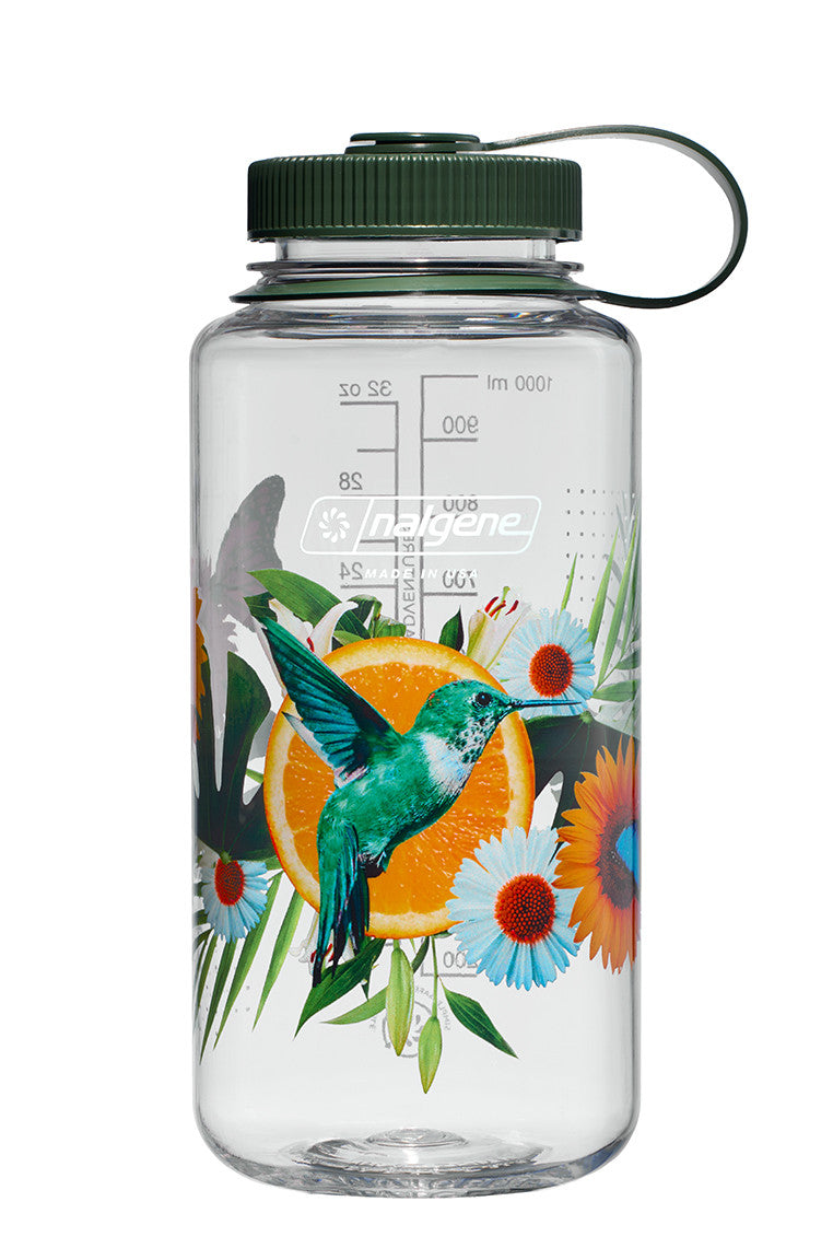 Nalgene 1 Litre Sustain Wide Mouth Bottle - Surrealist Citrus Hummingbird