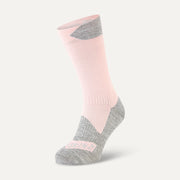 Sealskinz Raynham Waterproof All Weather Mid Length Sock - Pink/Grey