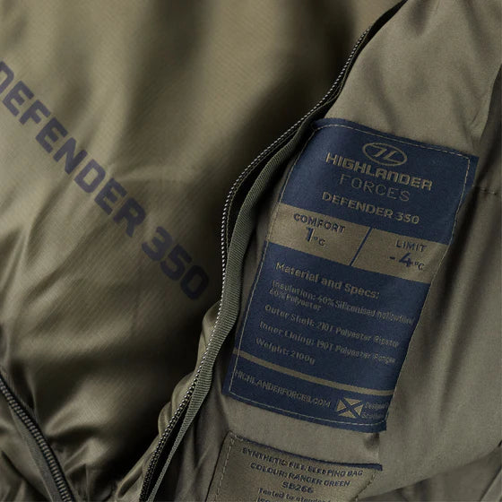 Highlander Defender 350 3-4 Season Sleeping Bag - Ranger Green