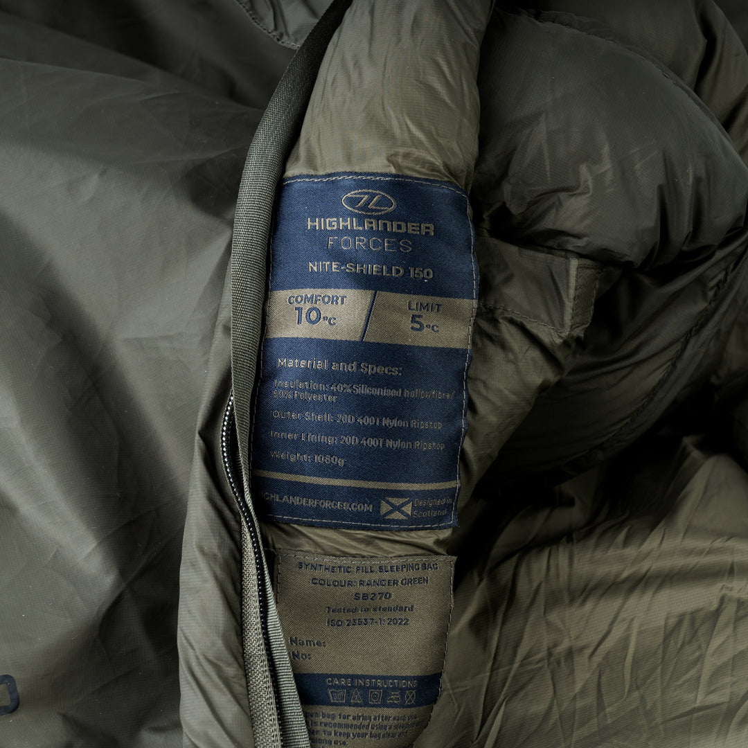 Highlander Forces Nite-Shield 150 Sleeping Bag - Ranger Green