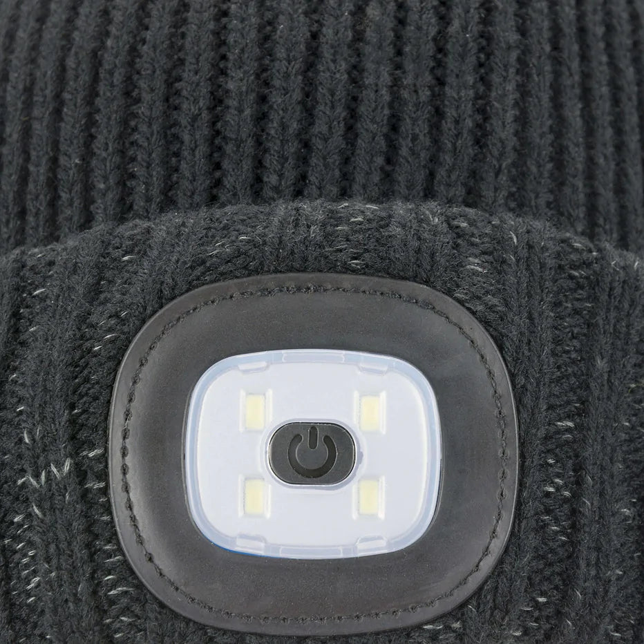 Sealskinz Heydon Waterproof Cold Weather LED Roll Cuff Beanie Hat - Black