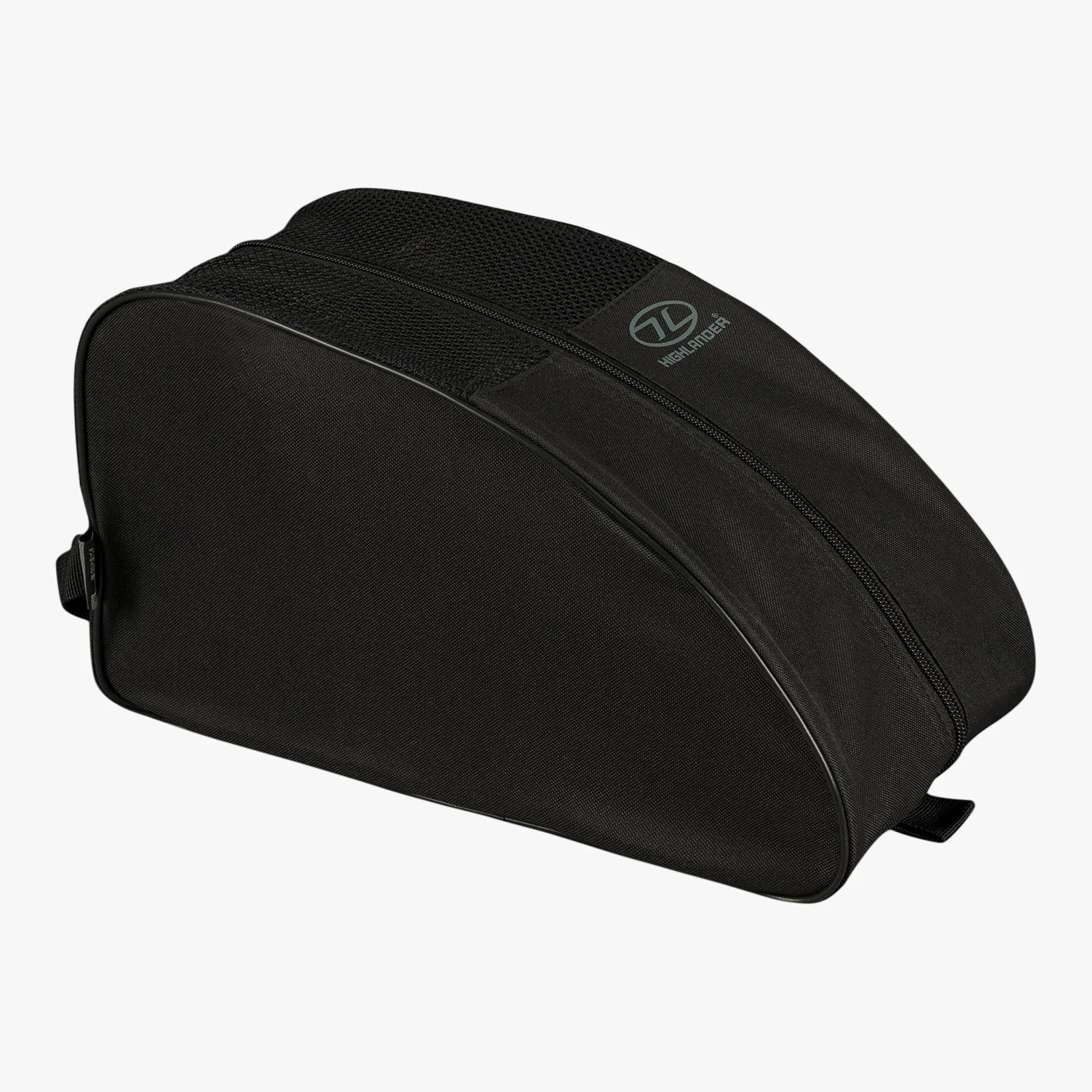 Black walking boot bag with a mesh panel for ventilation and a solid plastic base.