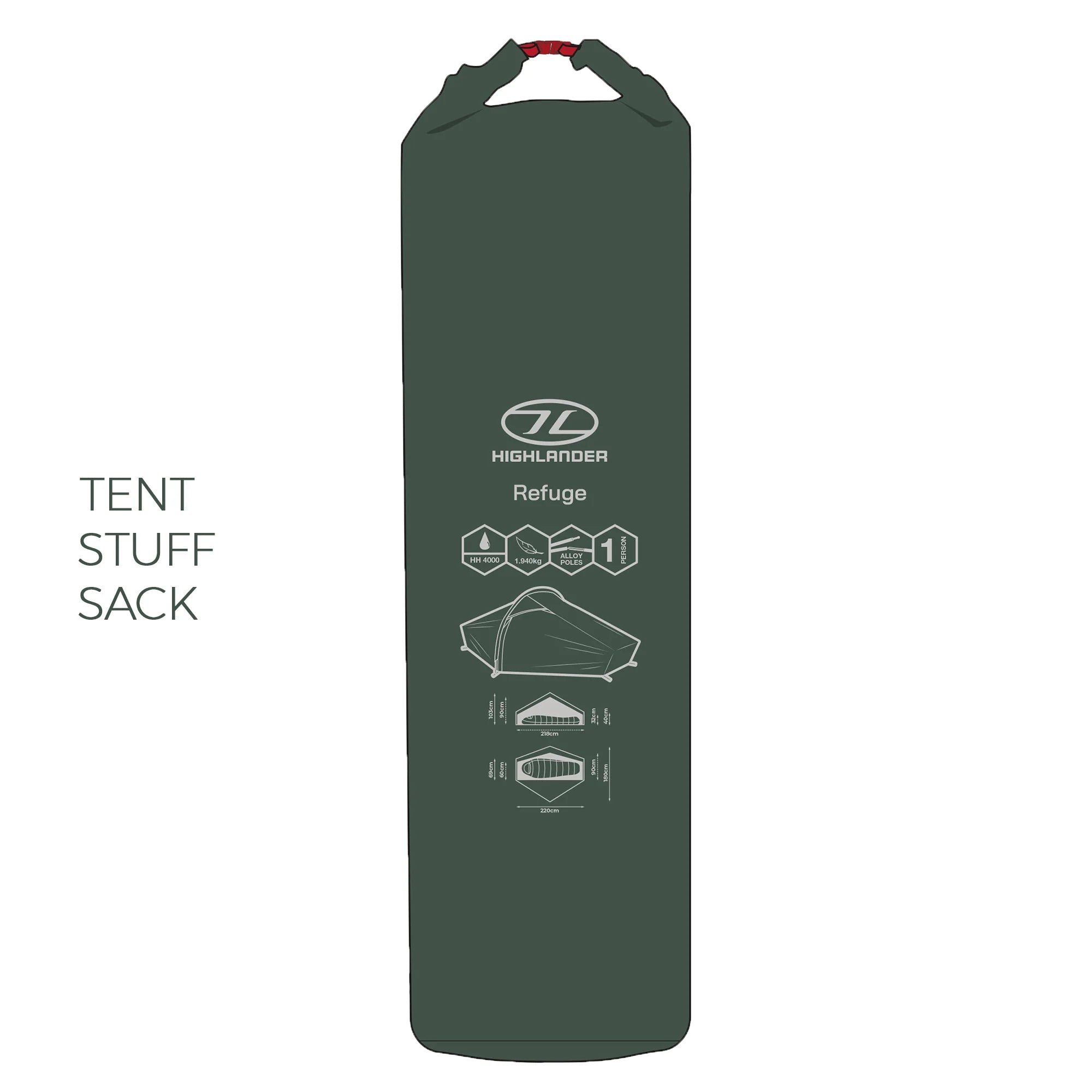 Highlander Refuge 1 Person Tent - Pine Green