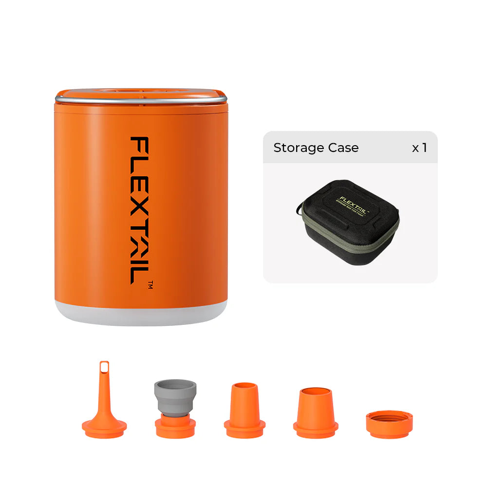 Flextail Tiny Pump 2X - Ultimate 3-in-1 Outdoor Pump with Light and Case - Orange