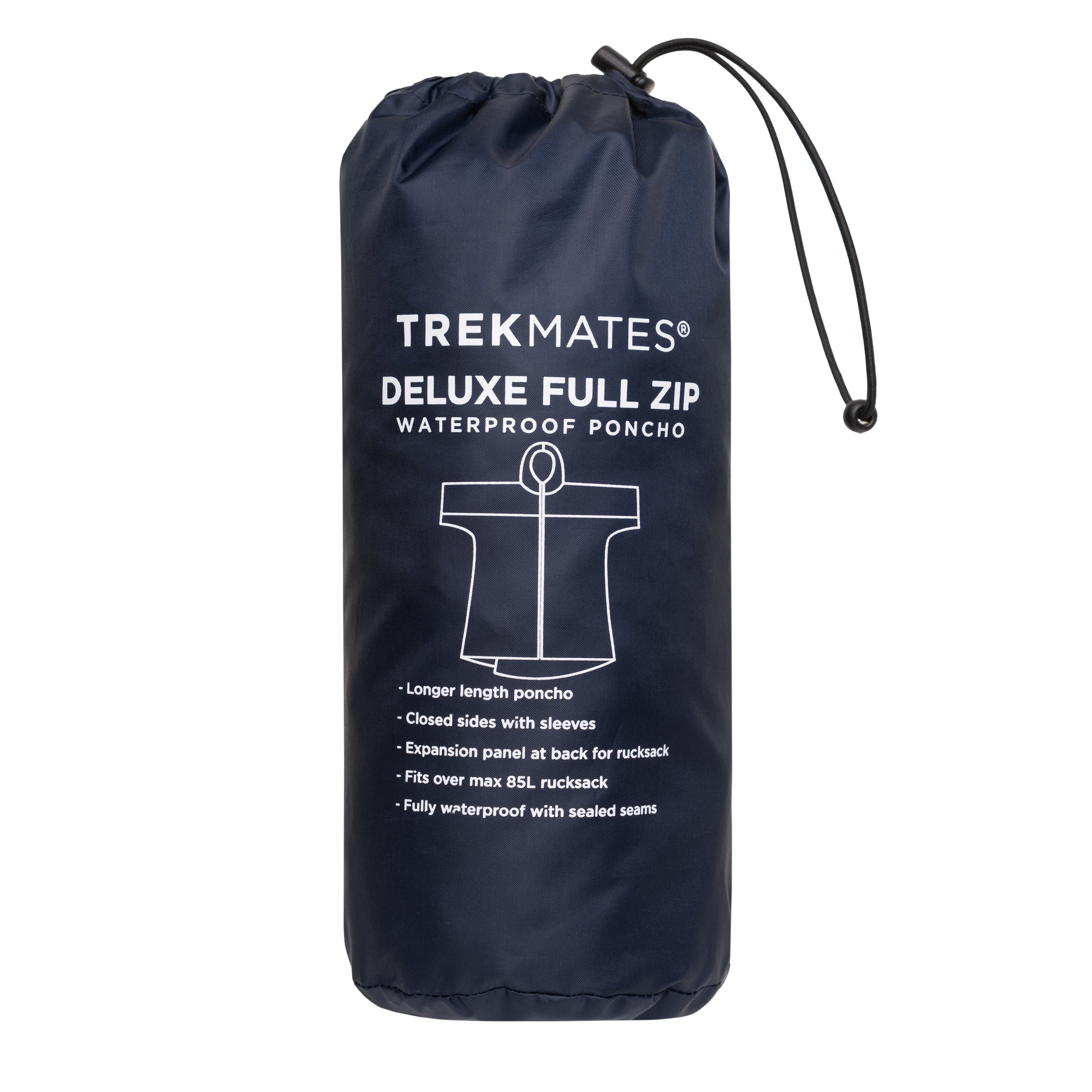 Trekmates Deluxe Full Zip Waterproof Poncho - Navy