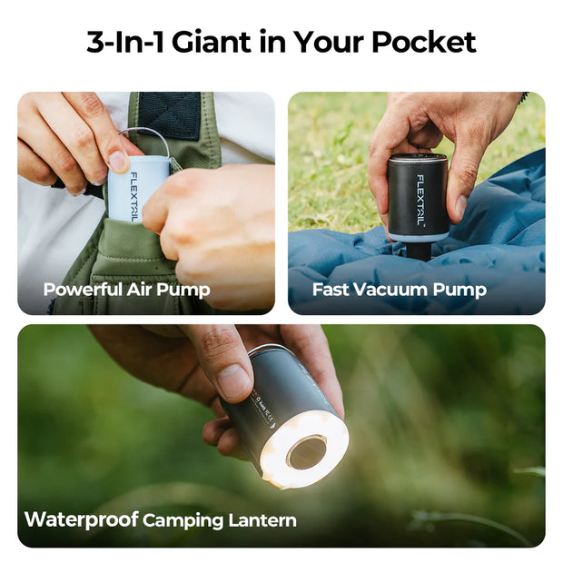 Flextail Tiny Pump 2X - Ultimate 3-in-1 Outdoor Pump with Camping Lamp - White