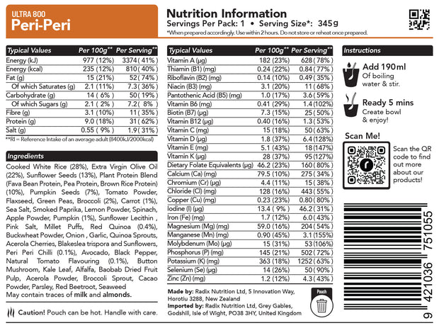 Radix Nutrition DofE Trail Food Peri Peri Meal - Ultra - 800kcal