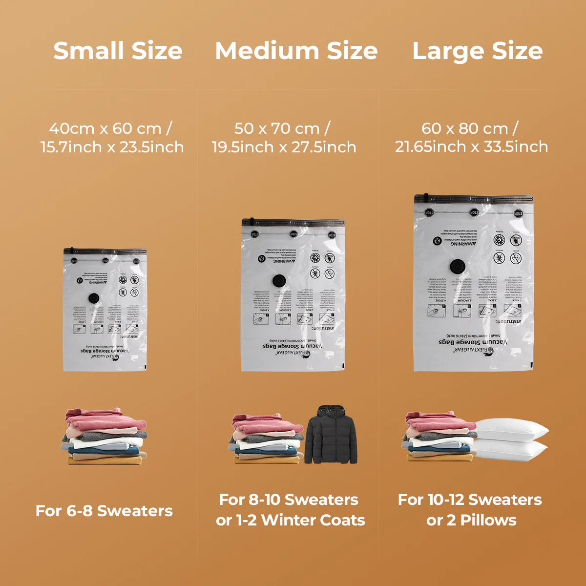 Flextail Vacuum Storage Bags - Size Large (4 Pack)