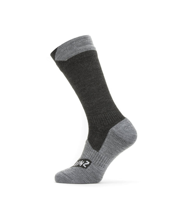 Sealskinz Raynham Waterproof All Weather Mid Length Sock - Black/Grey Marl