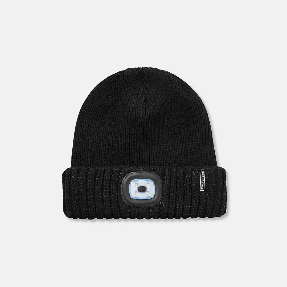 Sealskinz Heydon Waterproof Cold Weather LED Roll Cuff Beanie Hat - Black