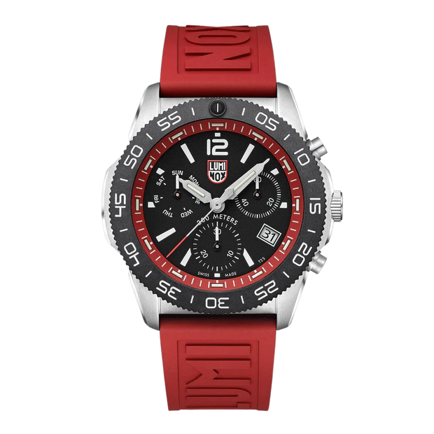 Luminox Pacific Diver Chronograph 44 mm Diver Watch Black-Red Dial - Set