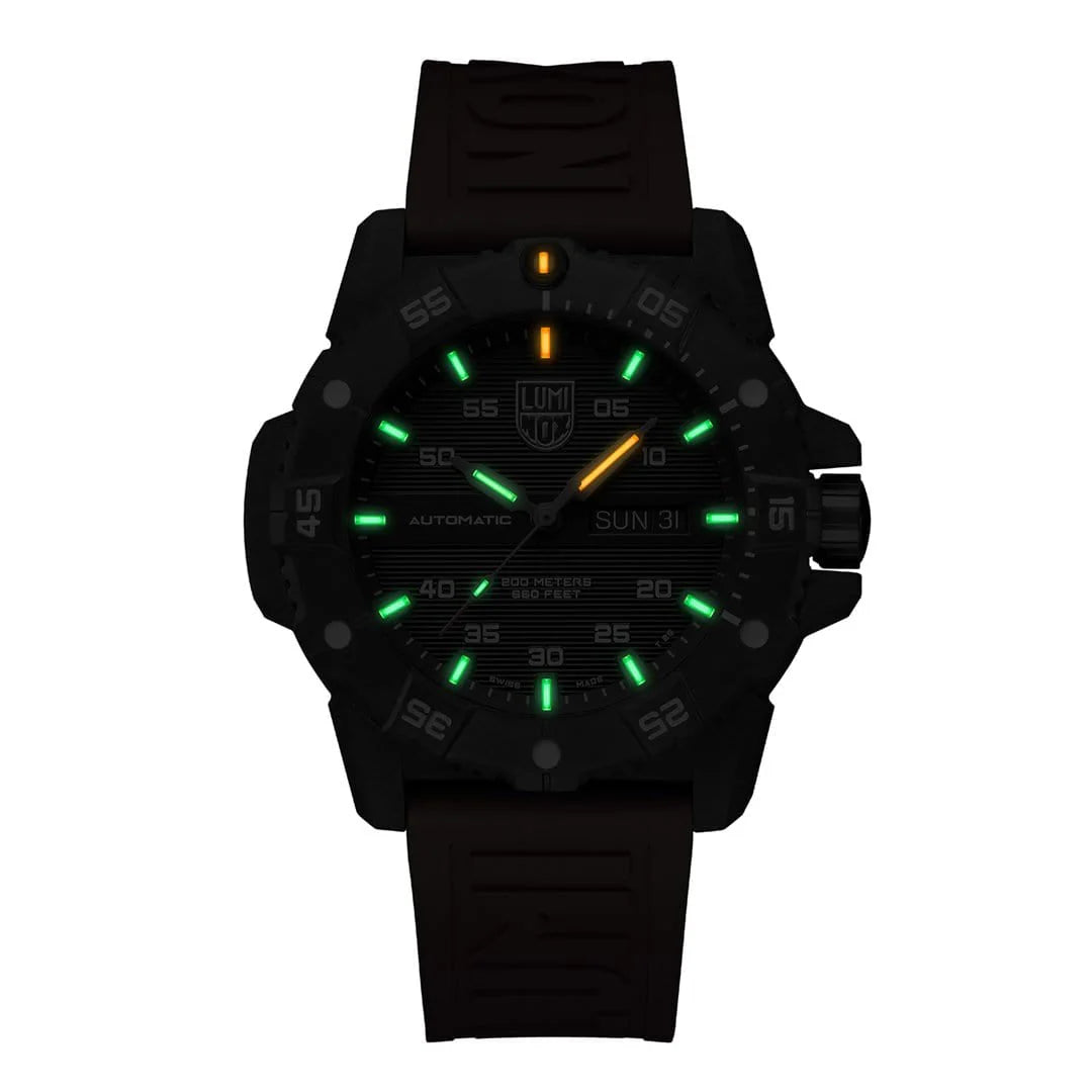 Luminox Master Carbon SEAL Automatic 45 mm Military Dive Watch - Black Dial Red Strap